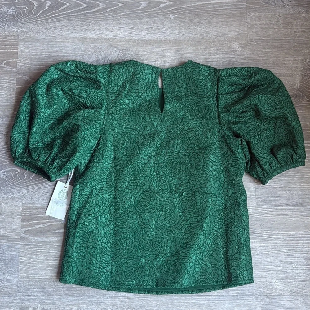 NEW TUCKERNUCK HYACINTH HOUSE Green Jacquard Noelle Blouse XS